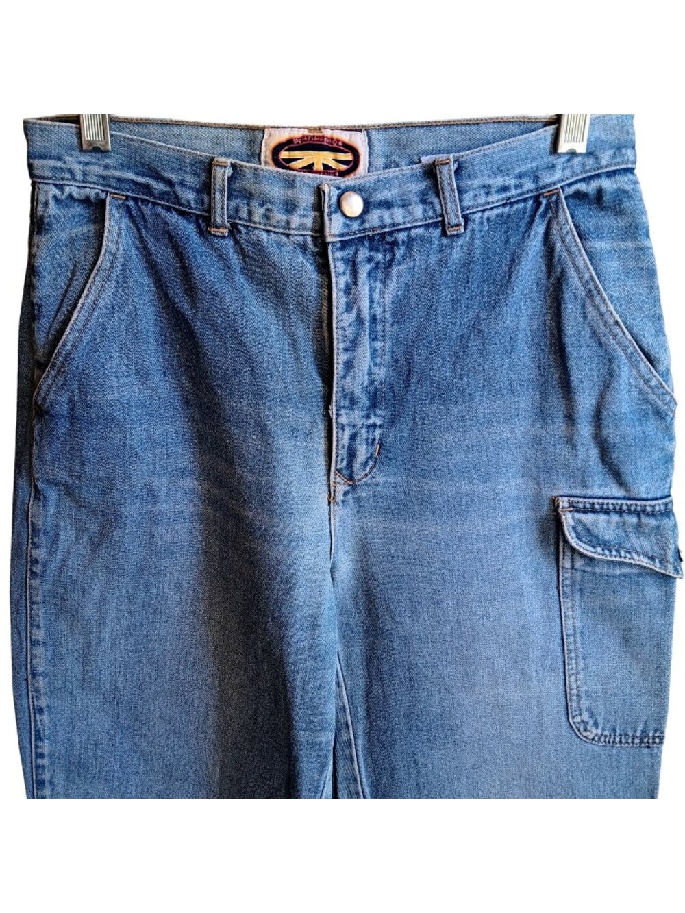 True Vintage 80s Cargo Jeans 11 29x32 Snap Cuffs Distress Pentimento Brittania